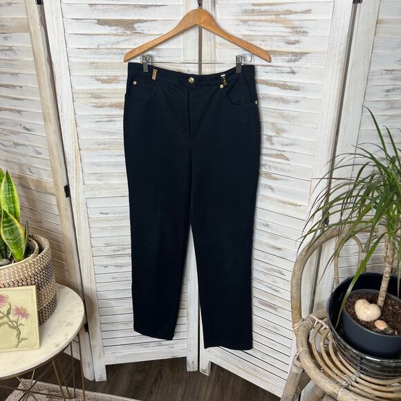 ST. JOHN SPORT Women's Size 10 Cotton Trouser Pant 5 Pocket Jean Black Preppy - Picture 4 of 13